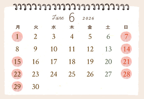 カレンダー2026年6月